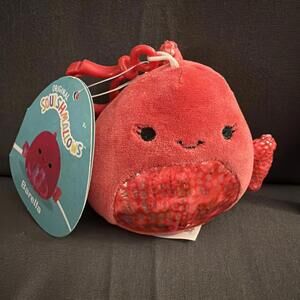 Squishmallow Barella Beta Fish Clip Keychain Stuffed Plush Sparkle 3.5 in